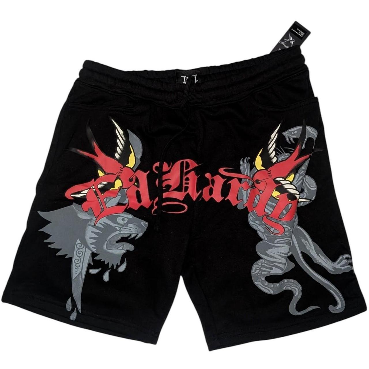 (New) Black Ed Hardy front print shorts