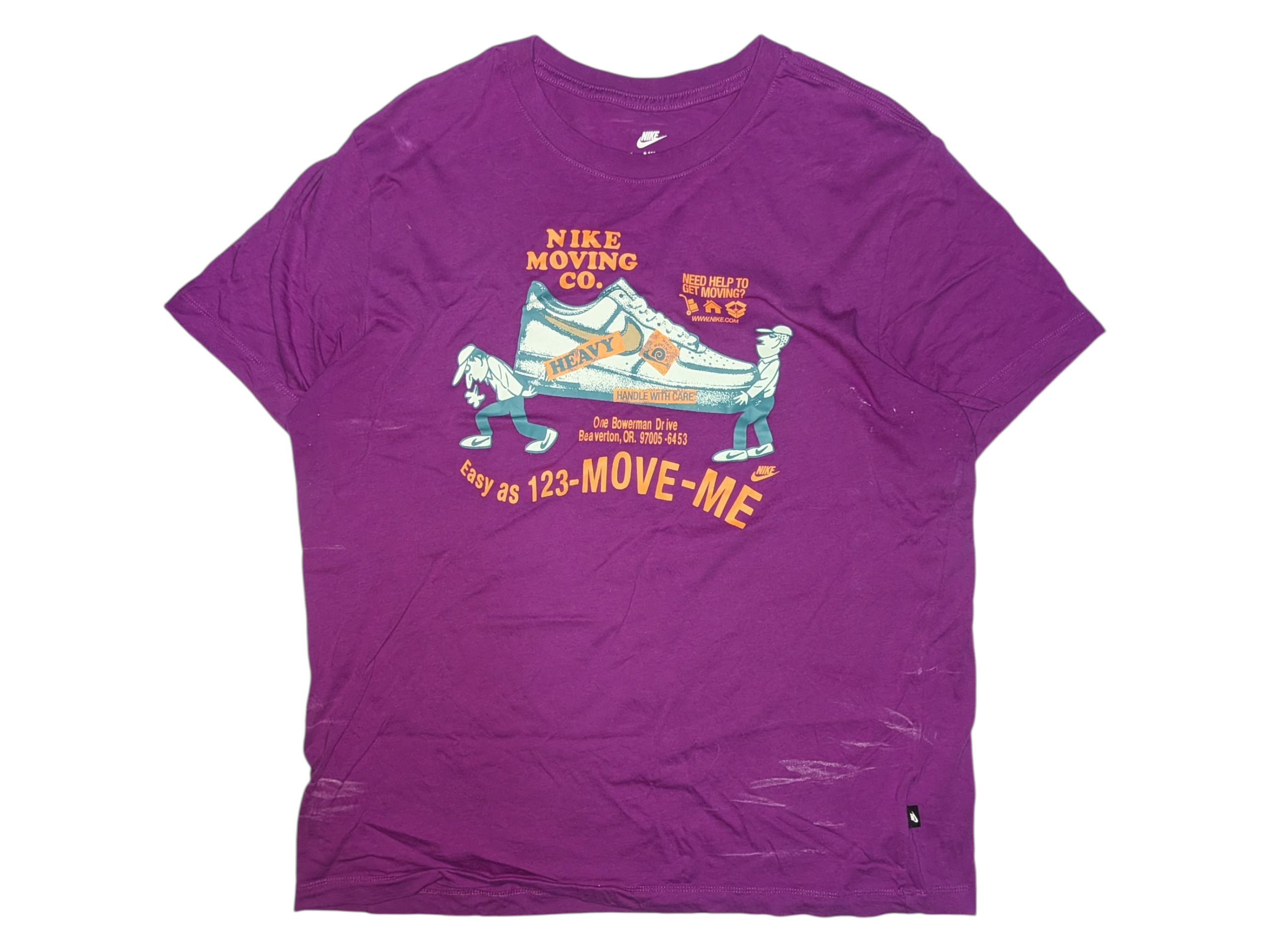 ( USED ) Nike purple T-shirt MOVING DECAL